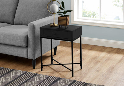 23’ Black End Table With Drawer - End-Side Tables