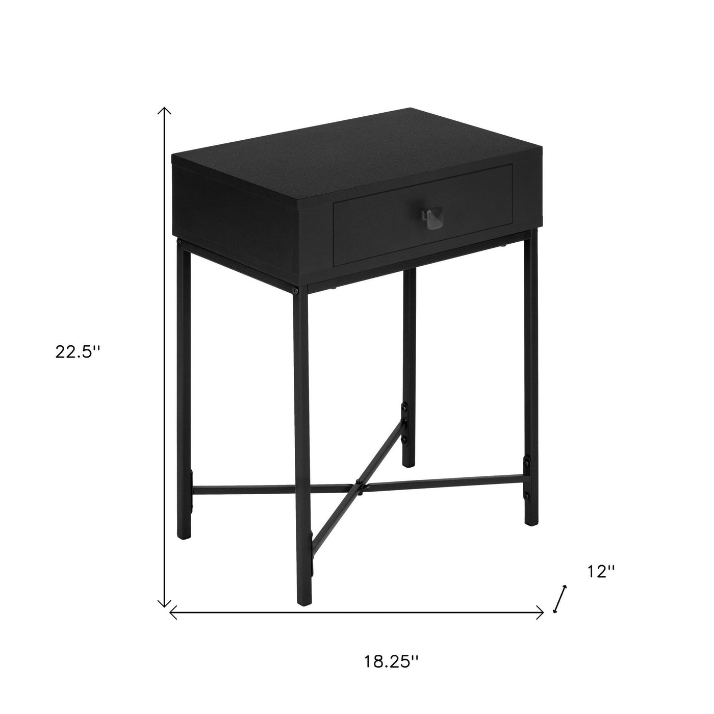 23’ Black End Table With Drawer - End-Side Tables