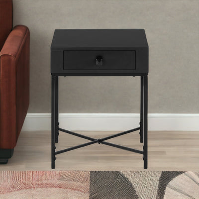 23’ Black End Table With Drawer - End-Side Tables