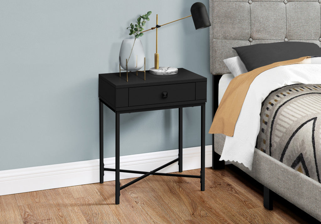 23’ Black End Table With Drawer - End-Side Tables