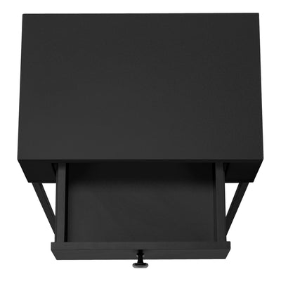 23’ Black End Table With Drawer - End-Side Tables