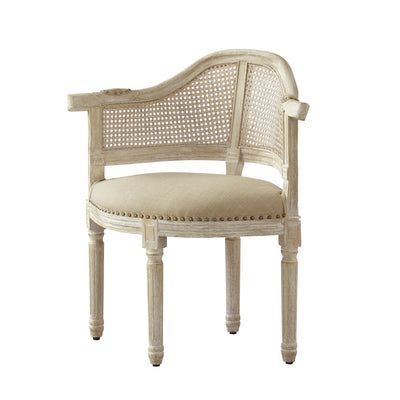 24’ Beige Linen Arm Chair - Accent Chairs