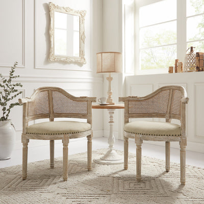 24’ Beige Linen Arm Chair - Accent Chairs