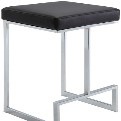 24’ Black And Silver Faux Leather And Steel Backless Counter Height Bar Chair - Bar Chairs