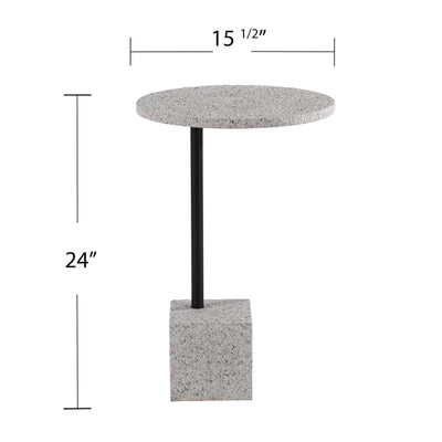 24’ Black and White Faux Marble Round End Table - End-Side Tables
