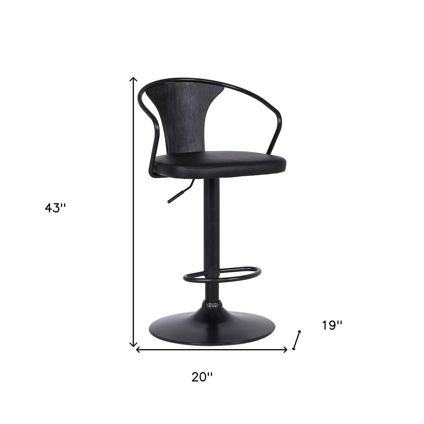 24’ Black Iron Swivel Low Back Adjustable Height Bar Chair - Bar Chairs