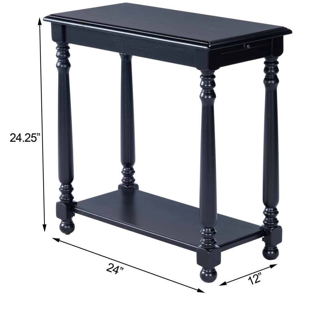 24’ Black Manufactured Wood Rectangular End Table With Shelf - End-Side Tables