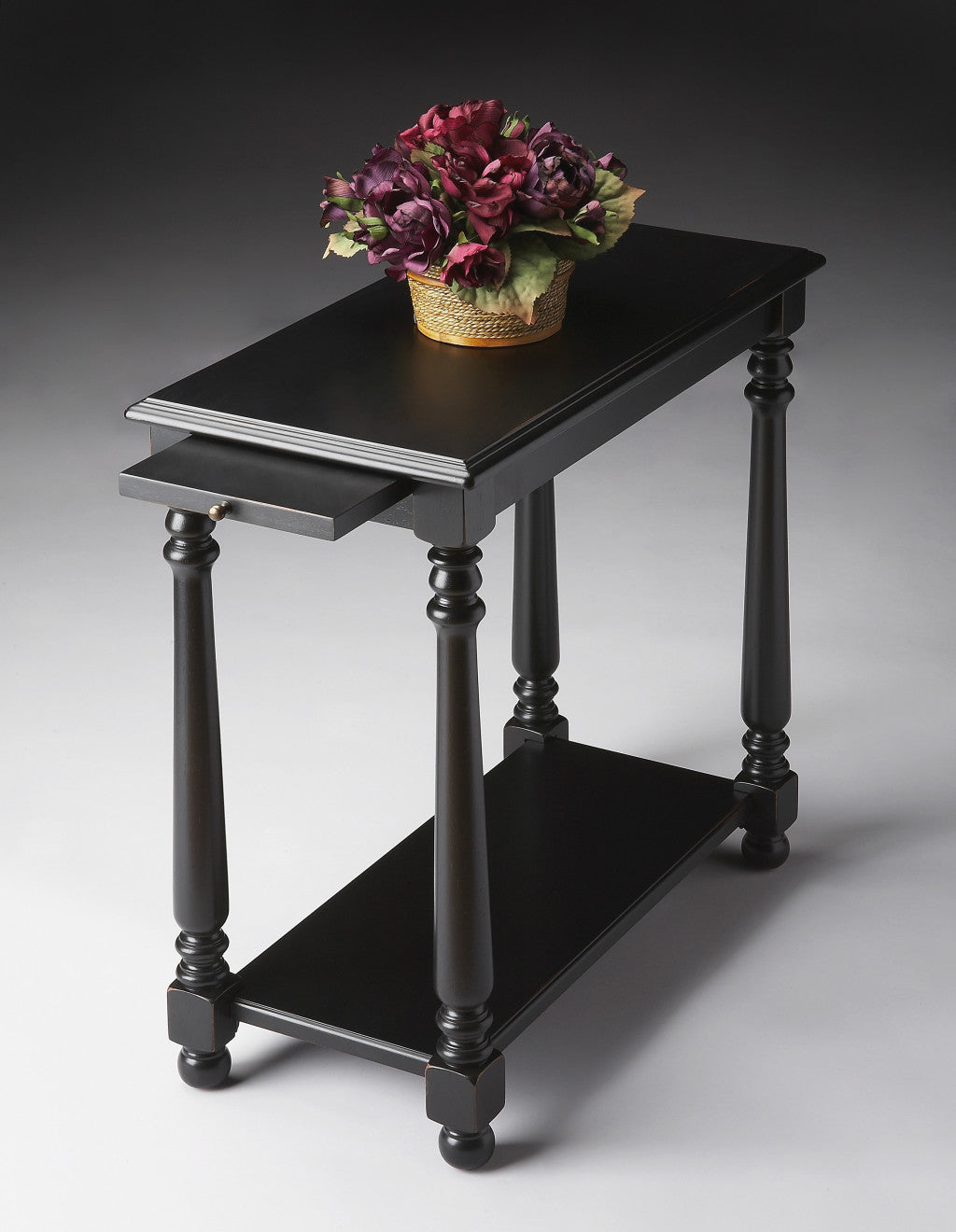 24’ Black Manufactured Wood Rectangular End Table With Shelf - End-Side Tables