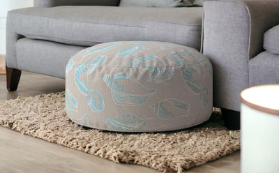 24’ Blue Canvas Round Seashell Pouf Cover - Ottomans