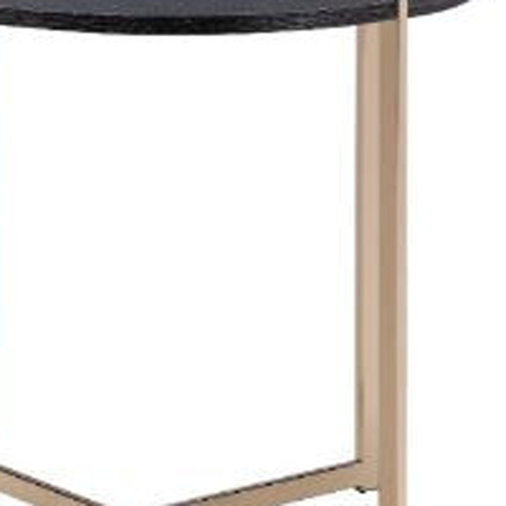24’ Champagne And Black Manufactured Wood And Metal Round End Table - End-Side Tables