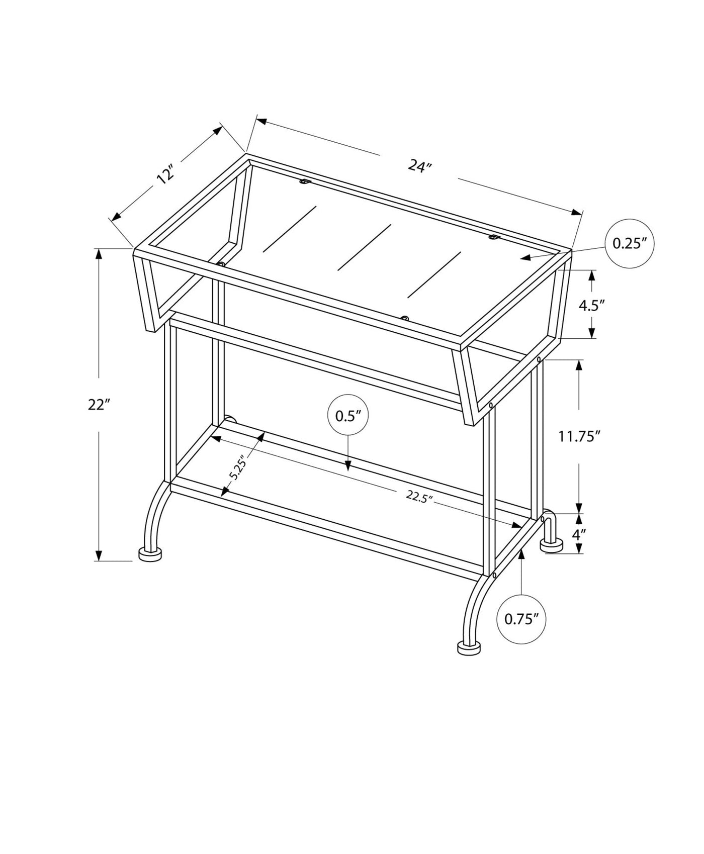 24’’ Clear And Silver Glass Console Table With Storage - Console Tables