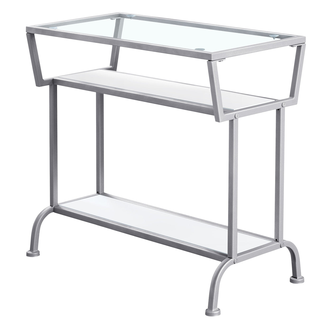 24’’ Clear And Silver Glass Console Table With Storage - Console Tables