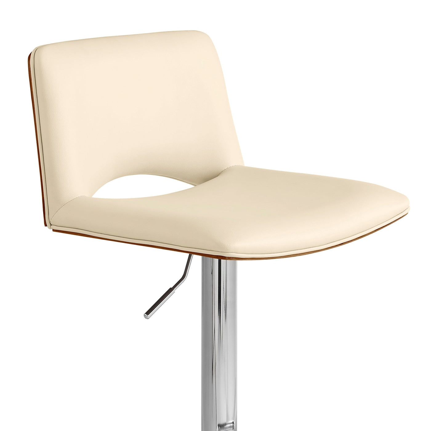 24’’ Cream And Silver Faux Leather Swivel Low Back Adjustable Height Bar Chair - Bar Chairs