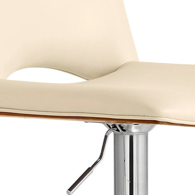 24’ Cream And Silver Faux Leather Swivel Low Back Adjustable Height Bar Chair - Bar Chairs