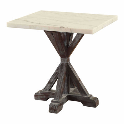 24’ Espresso And White Faux Marble Square End Table - End-Side Tables