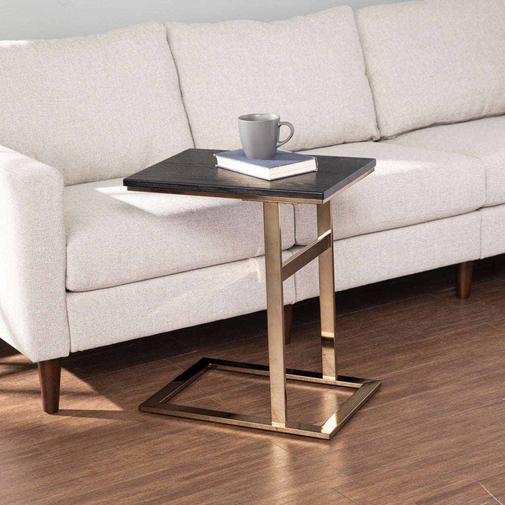 24’ Gold And Black Contemporary Rectangular End Table - End-Side Tables