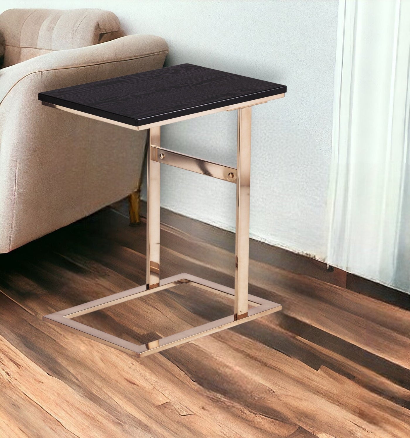 24’ Gold And Black Contemporary Rectangular End Table - End-Side Tables