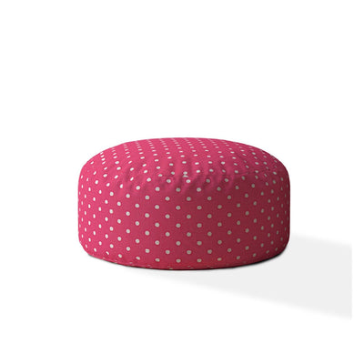 24’ Pink And White Cotton Round Polka Dots Pouf Cover - Ottomans