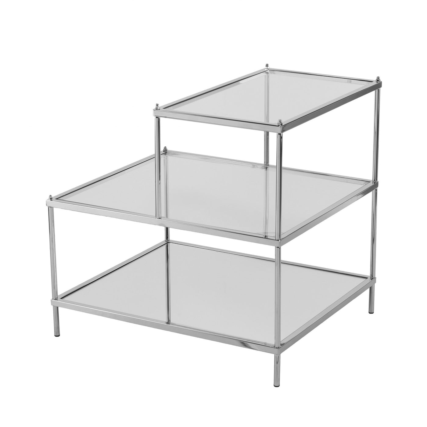 24’ Silver And Clear Glass Mirrored End Table - End-Side Tables