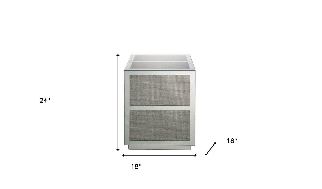 24’ Silver And Clear Glass And Stone Square End Table - End-Side Tables