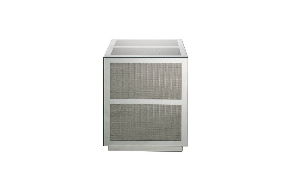 24’ Silver And Clear Glass And Stone Square End Table - End-Side Tables