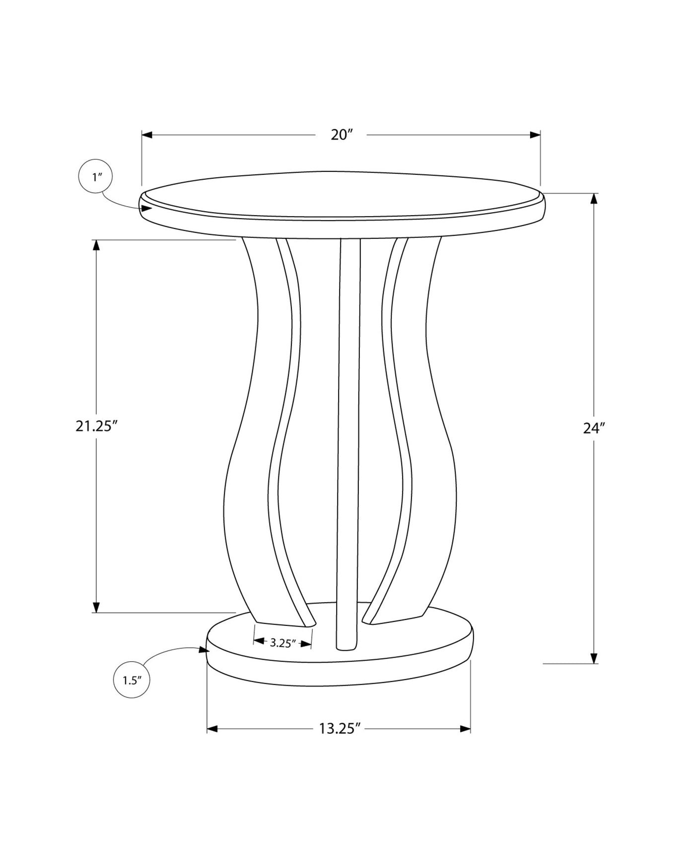 24’ Silver Mirrored Round End Table - End-Side Tables