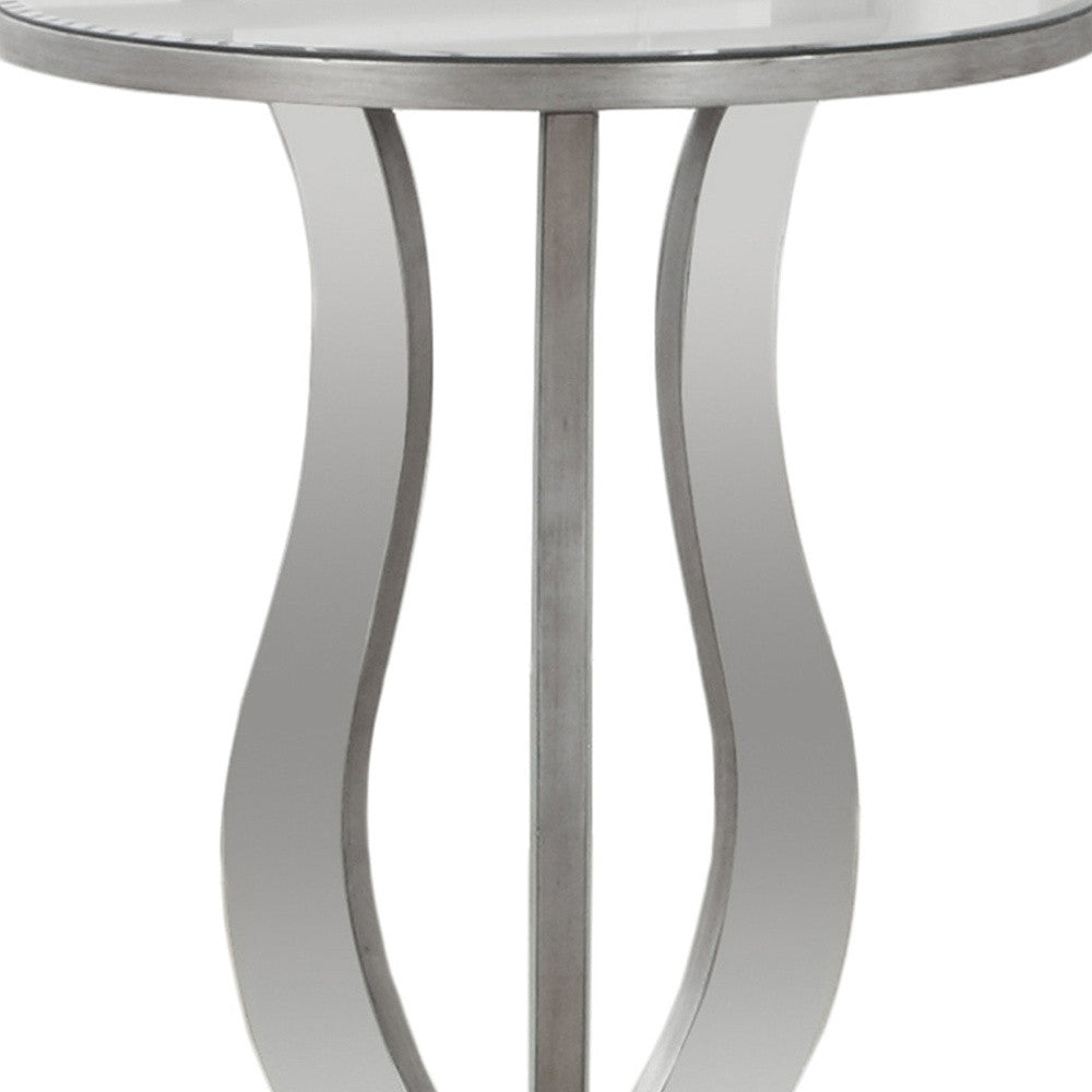 24’’ Silver Glass Round End Table - End-Side Tables