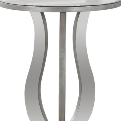 24’ Silver Mirrored Round End Table - End-Side Tables