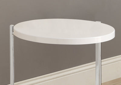 24’ White Round End Table With Shelf - End-Side Tables
