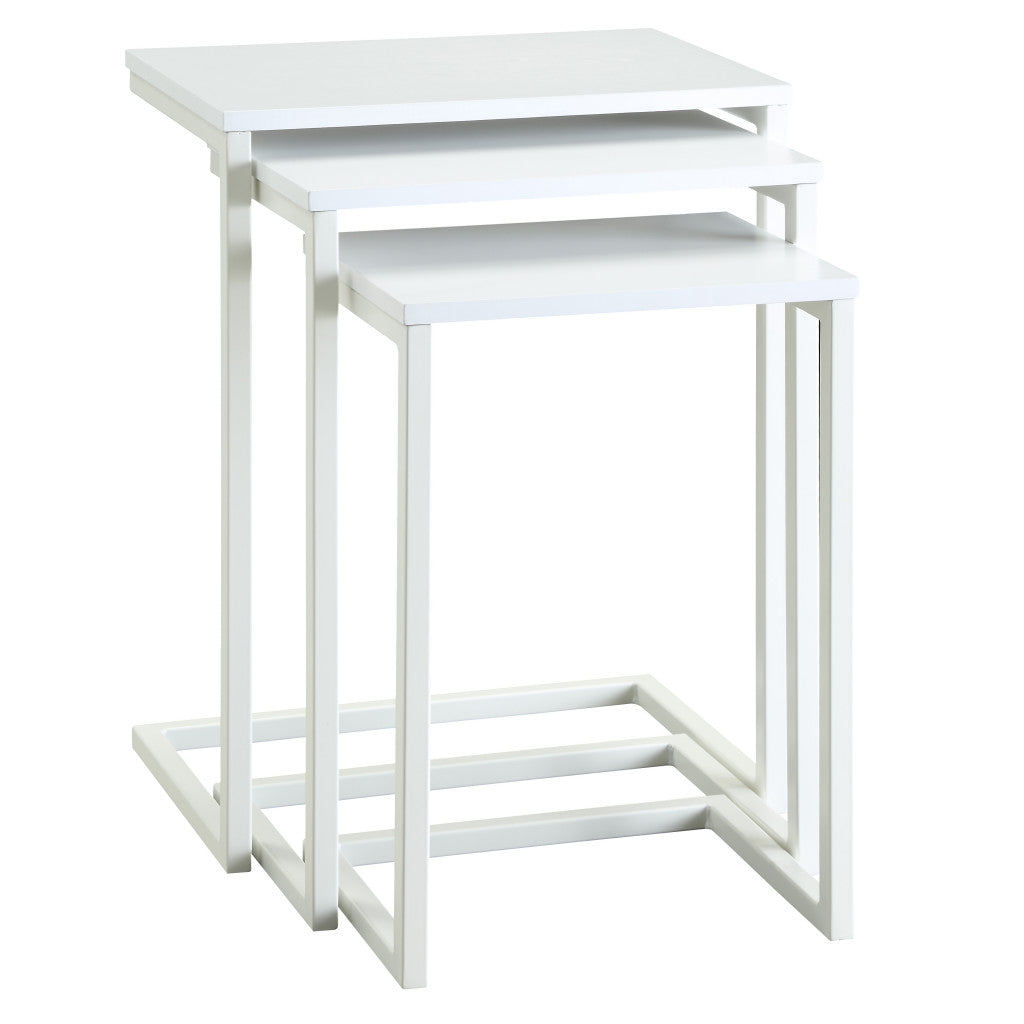 24’ White Solid Wood Rectangular End Table - End-Side Tables