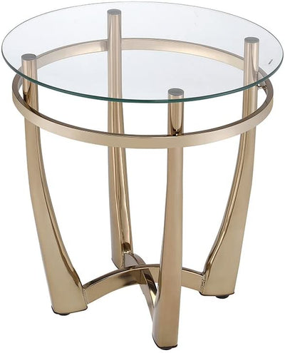 25’ Champagne And Clear Glass Round End Table - End-Side Tables