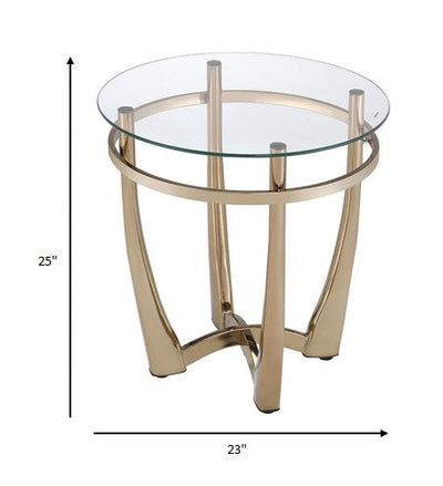 25’ Champagne And Clear Glass Round End Table - End-Side Tables