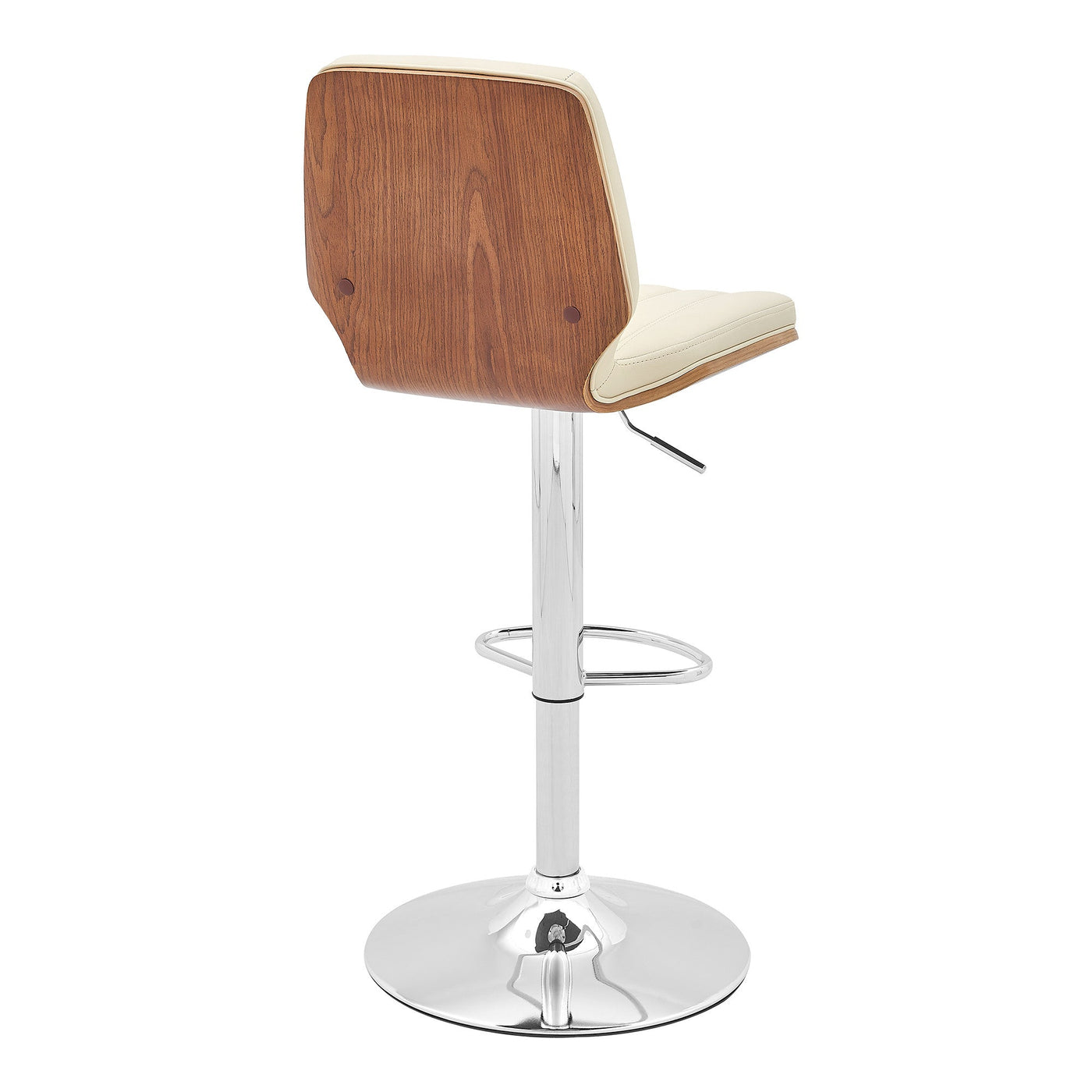 25’ Cream And Silver Faux Leather And Steel Swivel Adjustable Height Bar Chair - Bar Chairs
