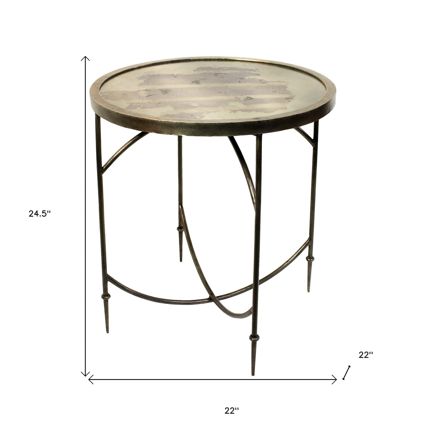 25’ Nickel Iron Round End Table - End-Side Tables