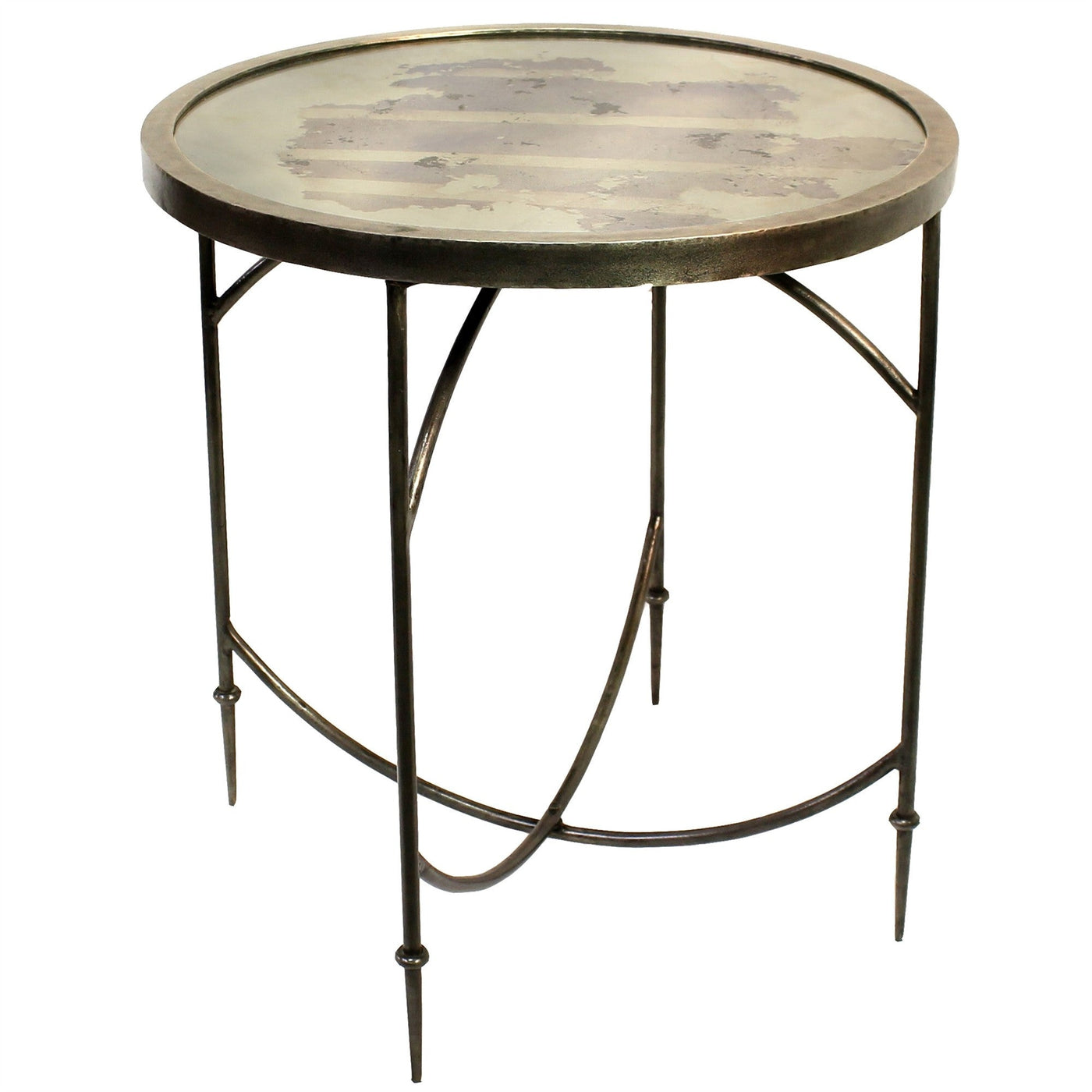25’ Nickel Iron Round End Table - End-Side Tables