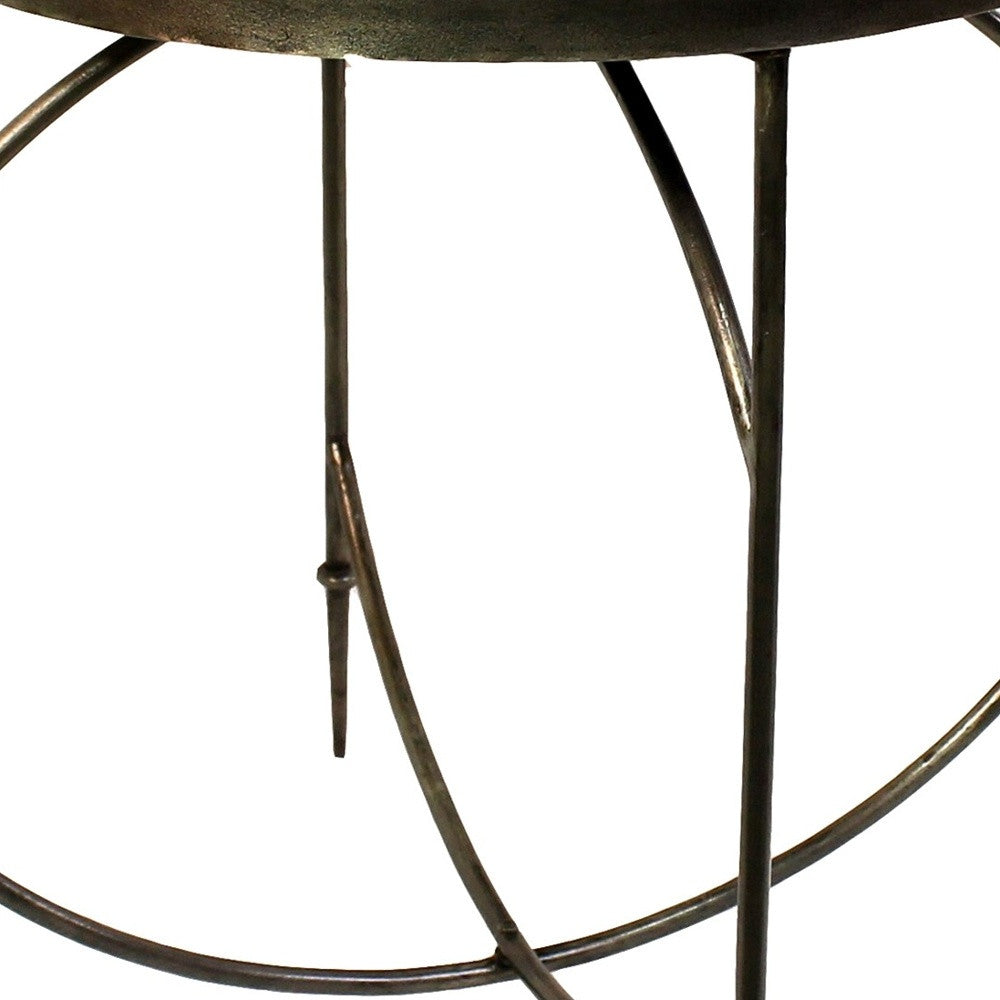 25’ Nickel Iron Round End Table - End-Side Tables