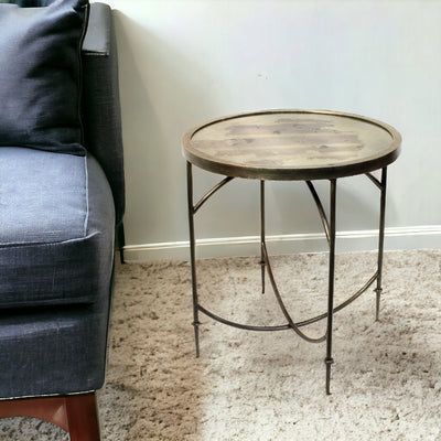 25’ Nickel Iron Round End Table - End-Side Tables