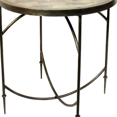 25’ Nickel Iron Round End Table - End-Side Tables