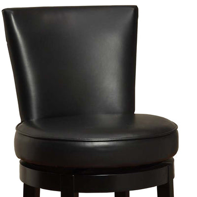 26’ Black And Burnt Umber Solid Wood Swivel Counter Height Bar Chair - Bar Chairs