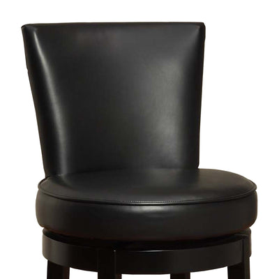 26’ Black And Burnt Umber Solid Wood Swivel Counter Height Bar Chair - Bar Chairs
