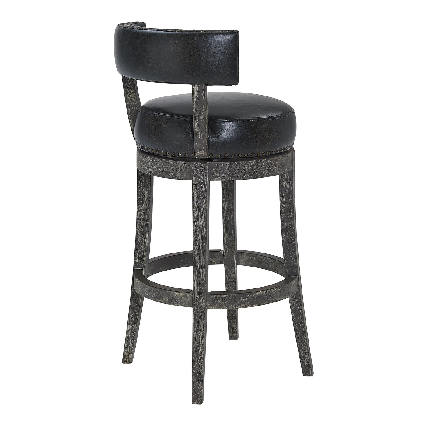 26’’ Black And Dark Gray Faux Leather And Wood Swivel Low Back Counter Height Bar Chair - Bar Chairs