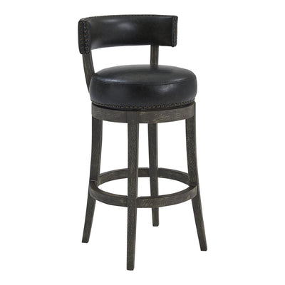 26’’ Black And Dark Gray Faux Leather And Wood Swivel Low Back Counter Height Bar Chair - Bar Chairs