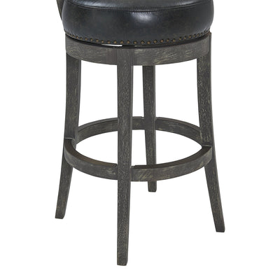 26’’ Black And Dark Gray Faux Leather And Wood Swivel Low Back Counter Height Bar Chair - Bar Chairs