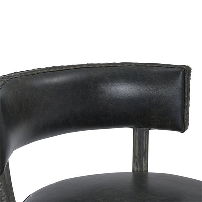 26’’ Black And Dark Gray Faux Leather And Wood Swivel Low Back Counter Height Bar Chair - Bar Chairs