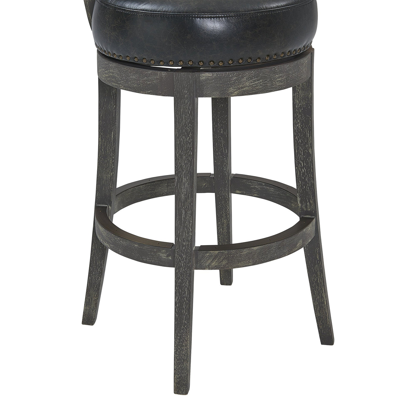 26’ Black And Dark Gray Faux Leather And Wood Swivel Low Back Counter Height Bar Chair - Bar Chairs