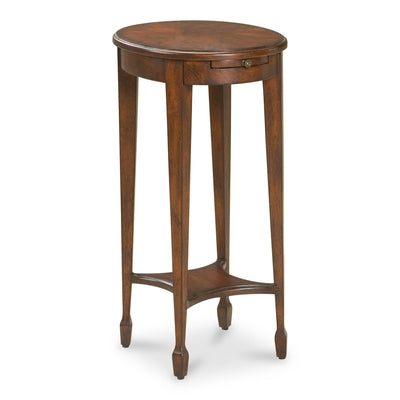 26’ Dark Brown And Cherry Manufactured Wood Oval End Table With Shelf - End-Side Tables