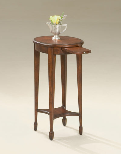 26’ Dark Brown And Cherry Manufactured Wood Oval End Table With Shelf - End-Side Tables