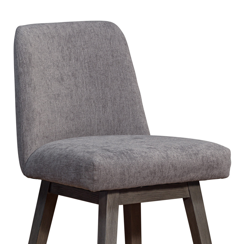 26’ Mocha And Gray Solid Wood Swivel Bar Chair - Bar Chairs