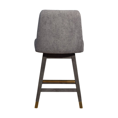 26’ Mocha And Gray Solid Wood Swivel Bar Chair - Bar Chairs