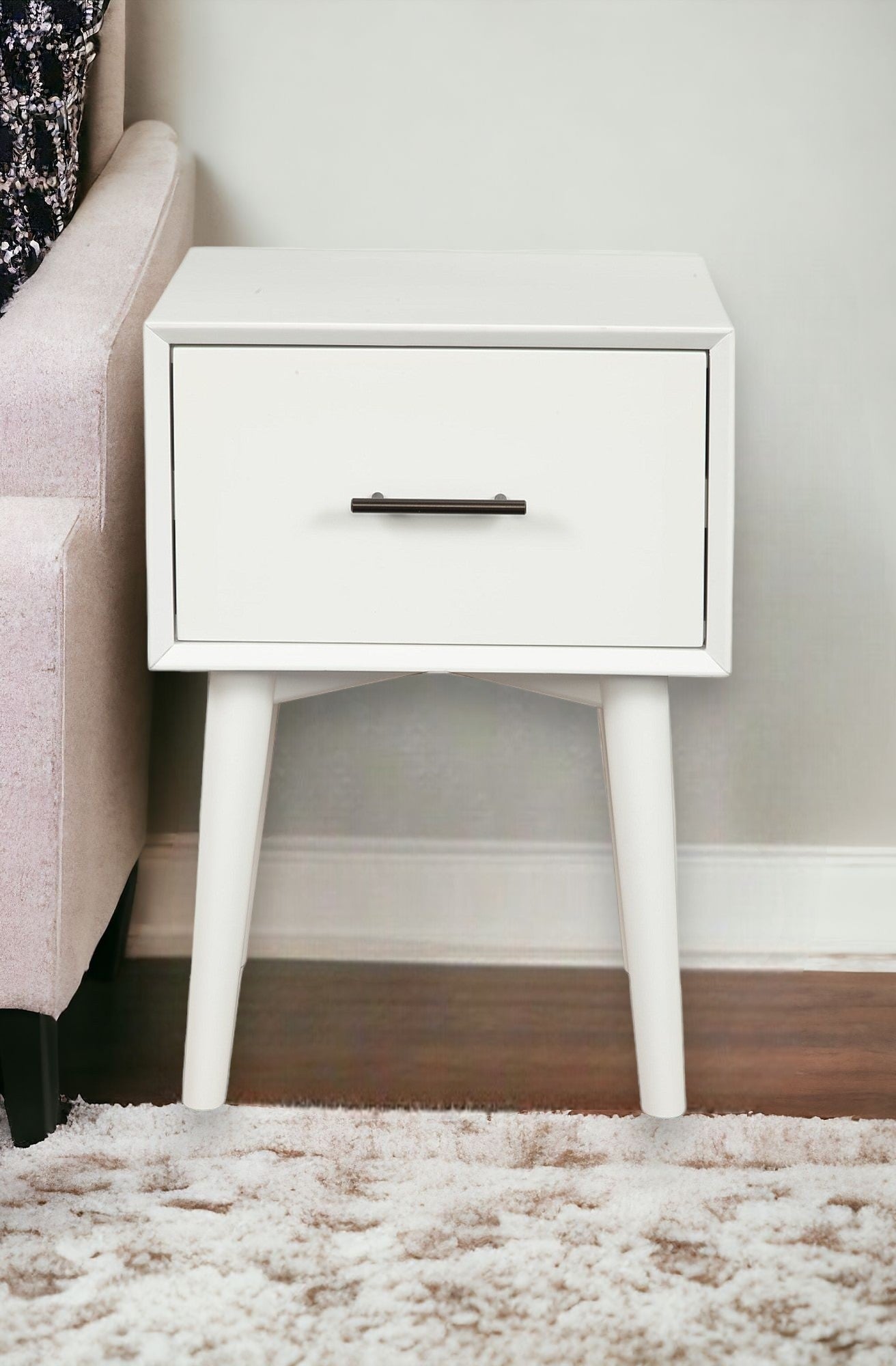 27’ White Solid Manufactured Wood End Table With Drawer - End-Side Tables